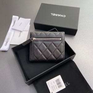 CC 82288 Classic Flap Wallet Black Caviar Polished Silver 229880