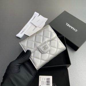 CC 82288 Classic Flap Wallet Sliver Sheepskin Polished Silver 229886