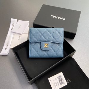 CC 82288 Classic Flap Wallet Blue Caviar GHW 229898