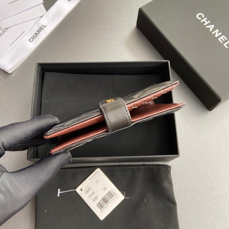 CC 96066 Compact Wallet Black Sheepskin GHW 234609