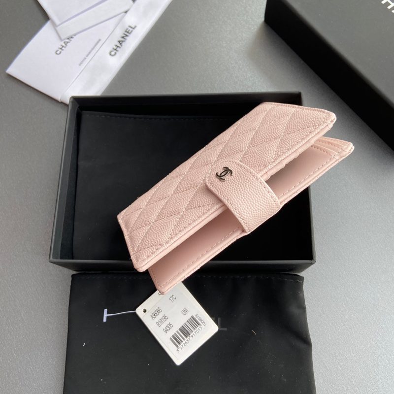 CC 96066 Compact Wallet Light Pink Caviar Sliver Steel 234619