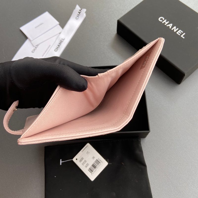 CC 96066 Compact Wallet Light Pink Caviar Sliver Steel 234619