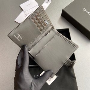 CC 96066 Compact Wallet Black Leather Sliver Steel 234621