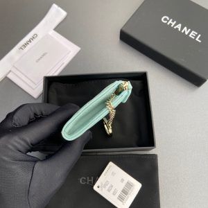 CC Hook & Chain Zipper Card Holder Light Blue Caviar GHW 234713