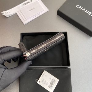 CC Hook & Chain Zipper Card Holder Black Caviar Sliver Steel 234731