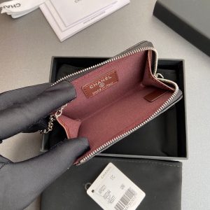 CC Hook & Chain Zipper Card Holder Black Caviar Sliver Steel 234731