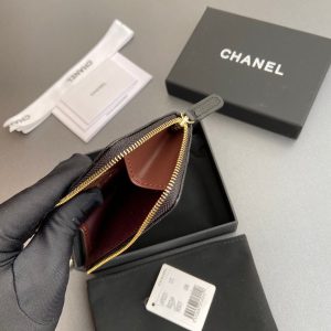 CC Hook & Chain Zipper Card Holder Black Caviar GHW 234733