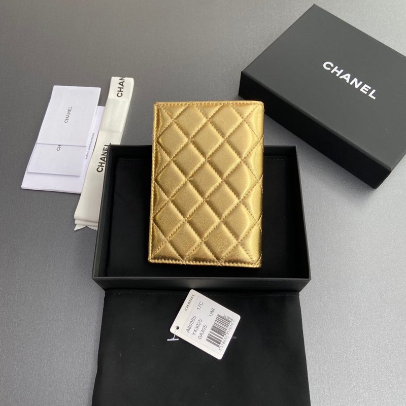 CC Passport Holder Gold Sheepskin 234703