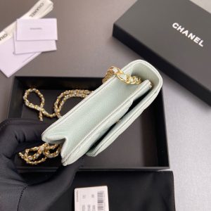 CC Woc 20cm Light Blue Grained Calfskin Gold Hardware