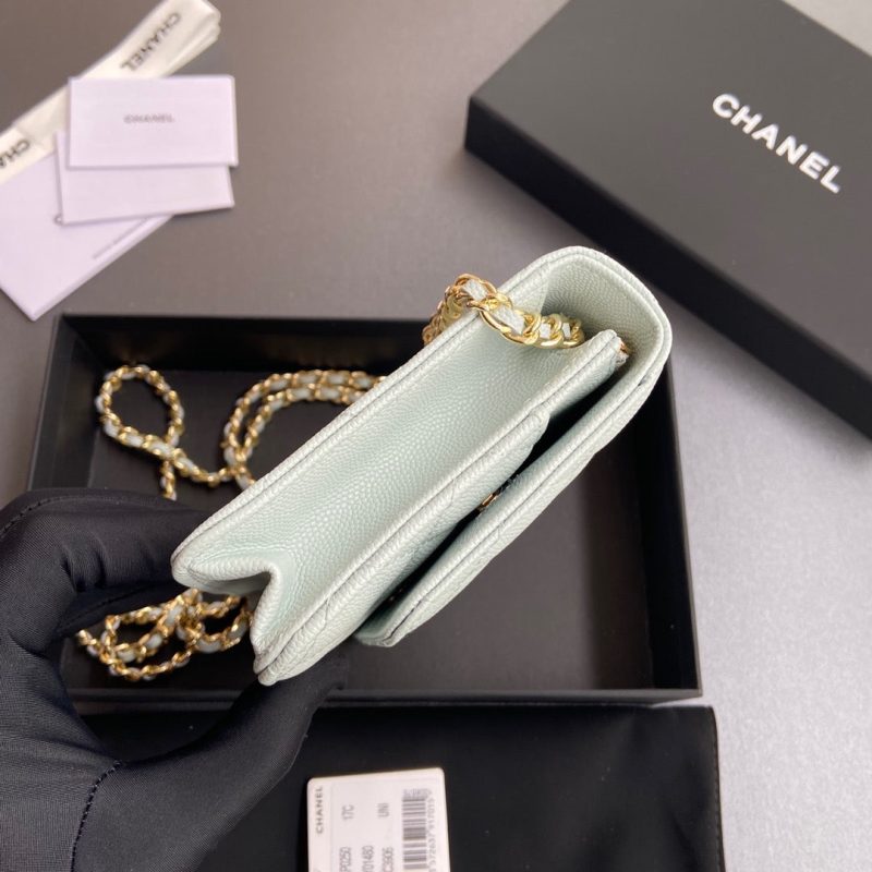 CC Woc 20cm Light Blue Grained Calfskin Gold Hardware