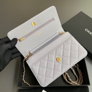 CC Woc 20cm Light Blue Grained Calfskin Gold Hardware