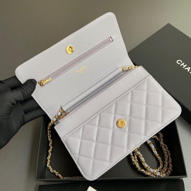 CC Woc 20cm Light Blue Grained Calfskin Gold Hardware