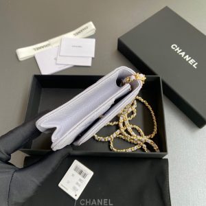 CC Woc 20cm Light Blue Grained Calfskin Gold Hardware