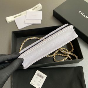 CC Woc 20cm Light Blue Grained Calfskin Gold Hardware