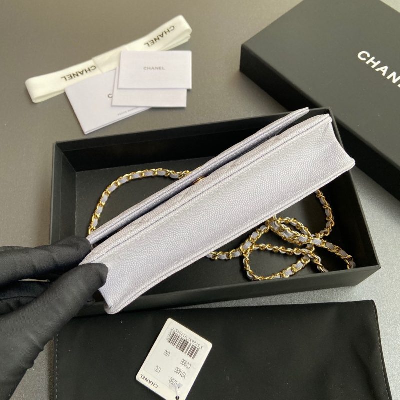 CC Woc 20cm Light Blue Grained Calfskin Gold Hardware