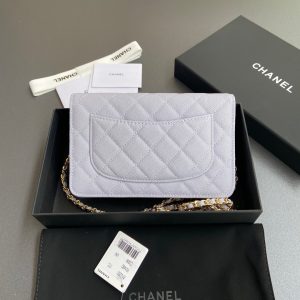 CC Woc 20cm Light Blue Grained Calfskin Gold Hardware