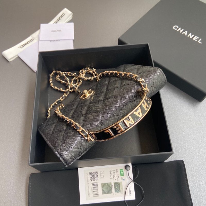 CC Woc 20cm Top Handle Black Grained Calfskin