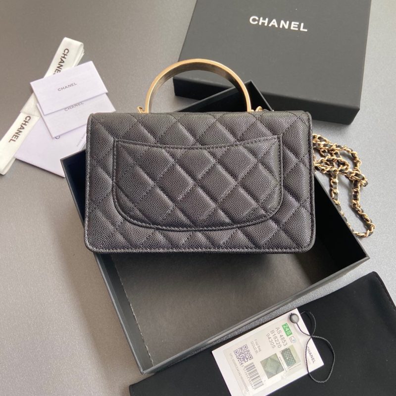 CC Woc 20cm Top Handle Black Grained Calfskin