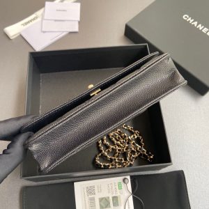 CC Woc 20cm Top Handle Black Grained Calfskin