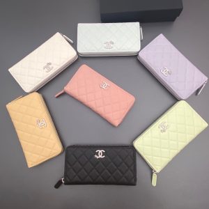 Chanel 25 Long Zipped Wallet With Star Logo 19cm Grained Calfskin 325084