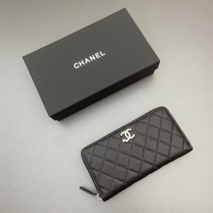 Chanel 25 Long Zipped Wallet With Star Logo 19cm Grained Calfskin 325084