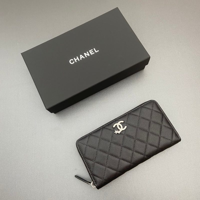 Chanel 25 Long Zipped Wallet With Star Logo 19cm Grained Calfskin 325084