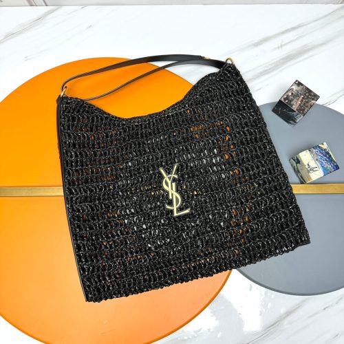 img_c531d0e5_20240711_i1720673156_8996_2_jpg YSL OXALIS 37CM BLACK RAFFIA TAN CALFSKIN