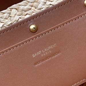 YSL SMALL 23CM MANON BEIGE RAFFIA TAN CALFSKIN