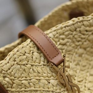 YSL MEDIUM 44CM PANIER BEIGE RAFFIA TOTE BAG
