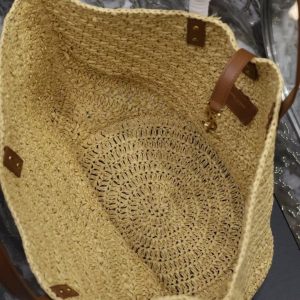 YSL MEDIUM 44CM PANIER BEIGE RAFFIA TOTE BAG