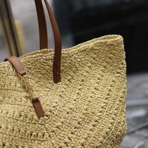 YSL MEDIUM 44CM PANIER BEIGE RAFFIA TOTE BAG