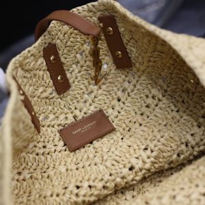 YSL MEDIUM 44CM PANIER BEIGE RAFFIA TOTE BAG