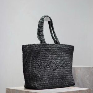 YSL TOTE BAG 50CM BLACK RAFFIA