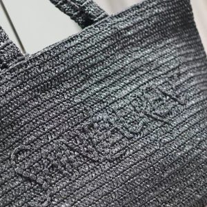 YSL TOTE BAG 50CM BLACK RAFFIA