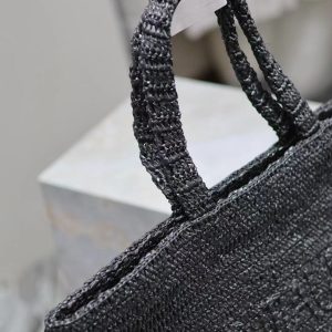 YSL TOTE BAG 50CM BLACK RAFFIA