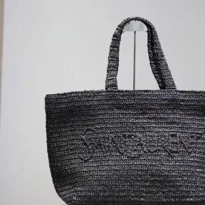 YSL TOTE BAG 50CM BLACK RAFFIA
