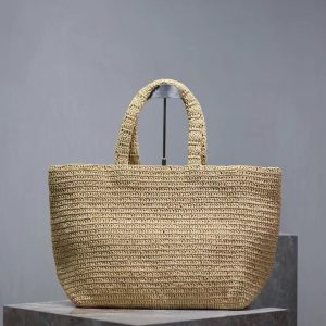 YSL TOTE BAG 50CM BEIGE RAFFIA
