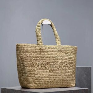 YSL TOTE BAG 50CM BEIGE RAFFIA