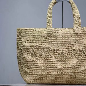 YSL TOTE BAG 50CM BEIGE RAFFIA