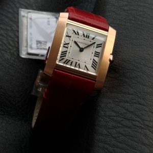 Tank Francaise Pink Gold Case Red Leather Strap