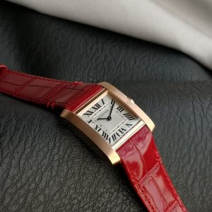 Tank Francaise Pink Gold Case Red Leather Strap