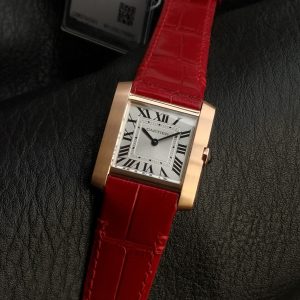 Tank Francaise Pink Gold Case Red Leather Strap