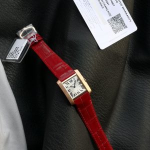 Tank Francaise Pink Gold Case Red Leather Strap