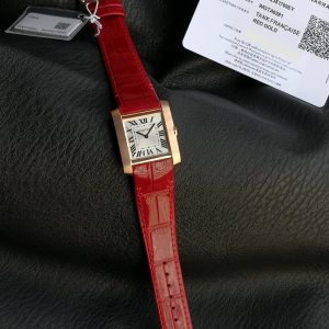 Tank Francaise Pink Gold Case Red Leather Strap