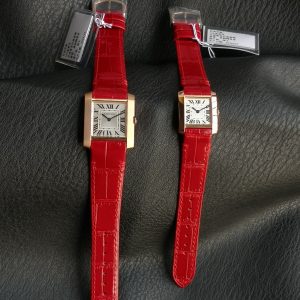 Tank Francaise Pink Gold Case Red Leather Strap