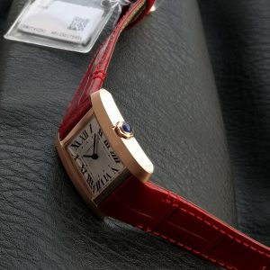 Tank Francaise Pink Gold Case Red Leather Strap
