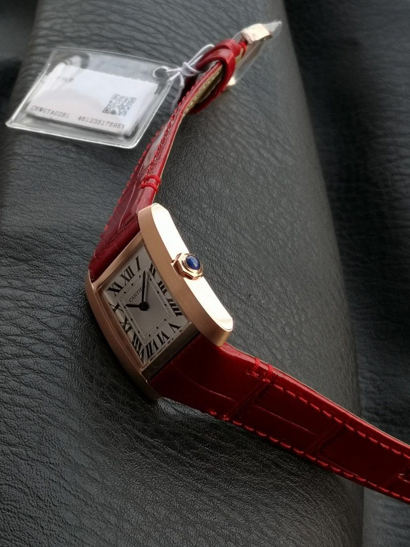 Tank Francaise Pink Gold Case Red Leather Strap
