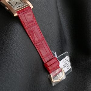 Tank Francaise Pink Gold Case Red Leather Strap