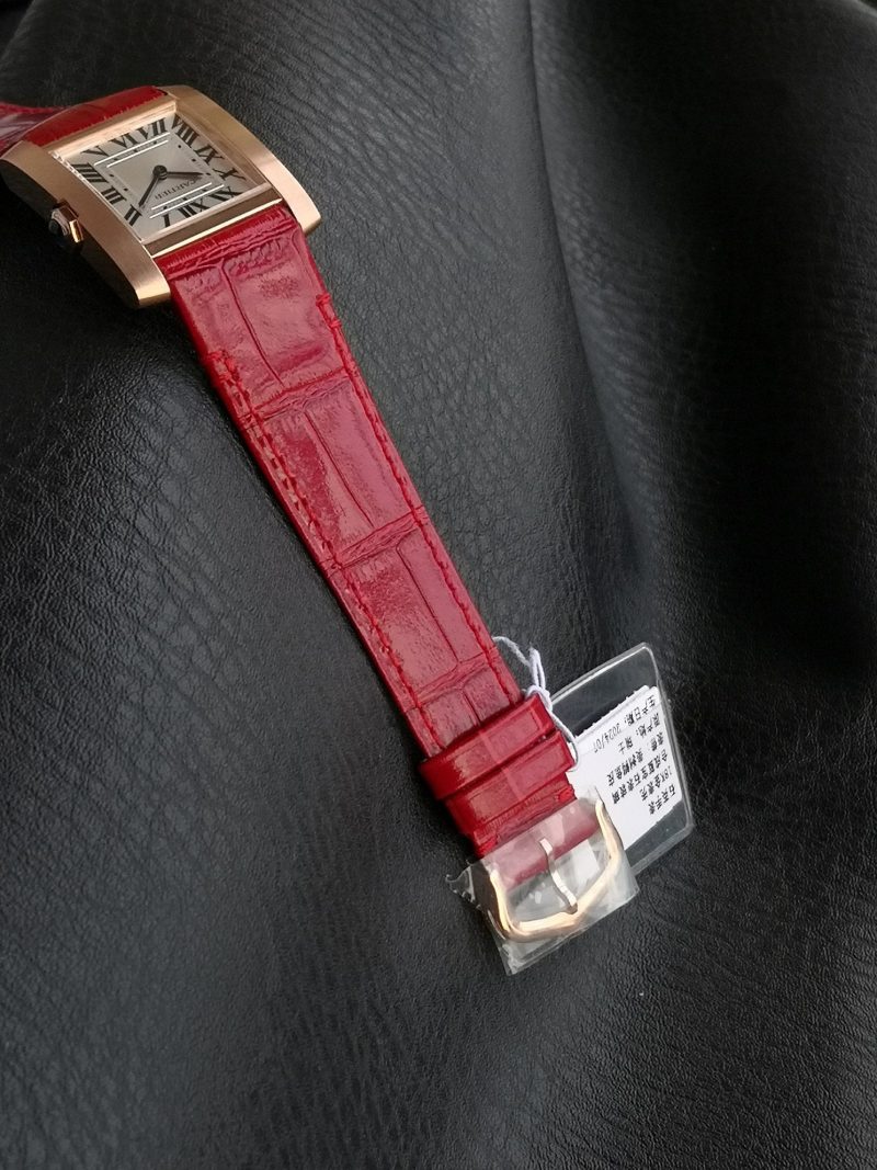 Tank Francaise Pink Gold Case Red Leather Strap