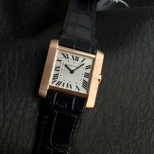 Tank Francaise Pink Gold Case Black Leather Strap